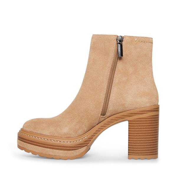 Steve Madden Shaniya Sand Suede Women's Booties Brown | SM-916JM