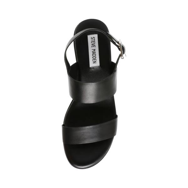 Steve Madden Shawn Leather Women's Sandals Black | SM-461NB