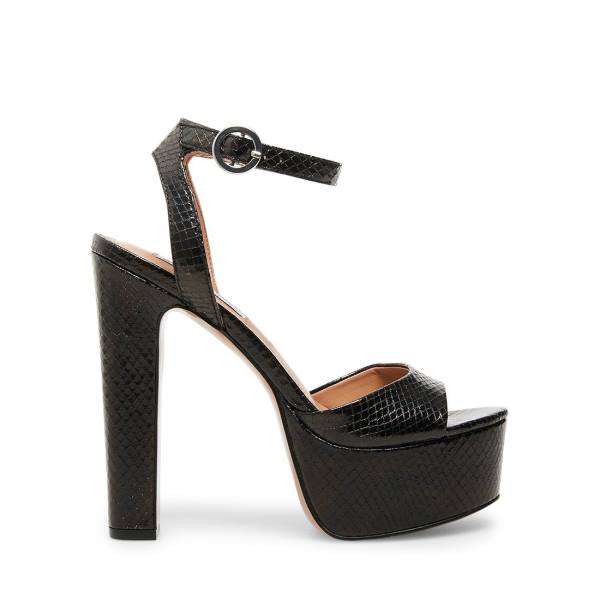 Steve Madden Skyla Snake Women\'s Heels Black Snake | SM-907NB