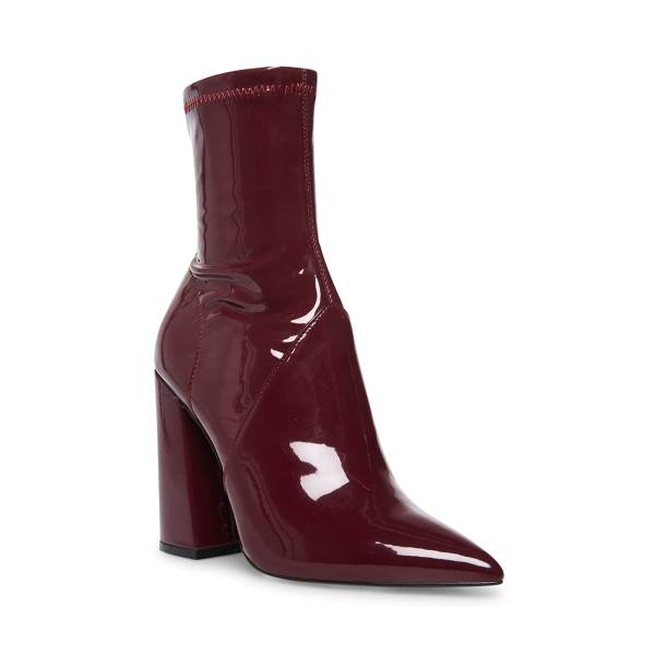 Steve Madden Slade Burgundy Patent Women's Booties Burgundy | SM-691MF