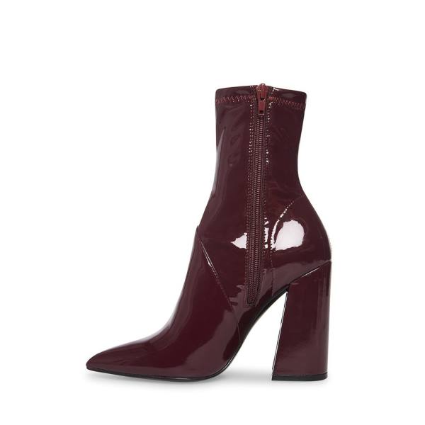 Steve Madden Slade Burgundy Patent Women's Booties Burgundy | SM-691MF