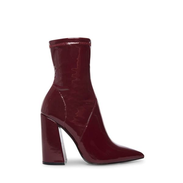 Steve Madden Slade Burgundy Patent Women\'s Booties Burgundy | SM-691MF