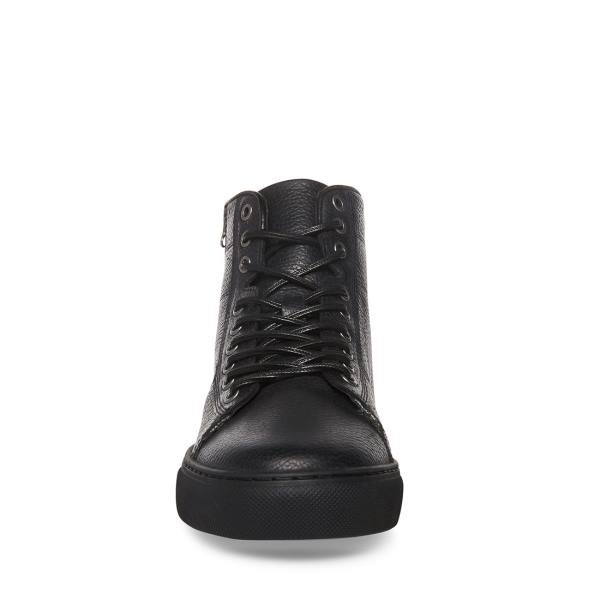 Steve Madden Slash Leather Men's Sneakers Black | SM-710FC