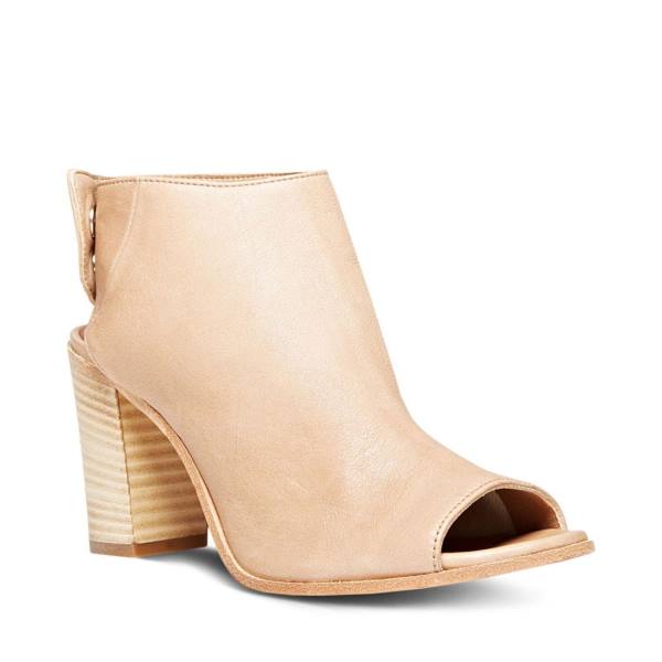 Steve Madden Slater Natural Leather Women's Heels Beige | SM-587EB