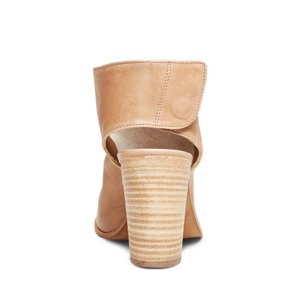 Steve Madden Slater Natural Leather Women's Heels Beige | SM-587EB