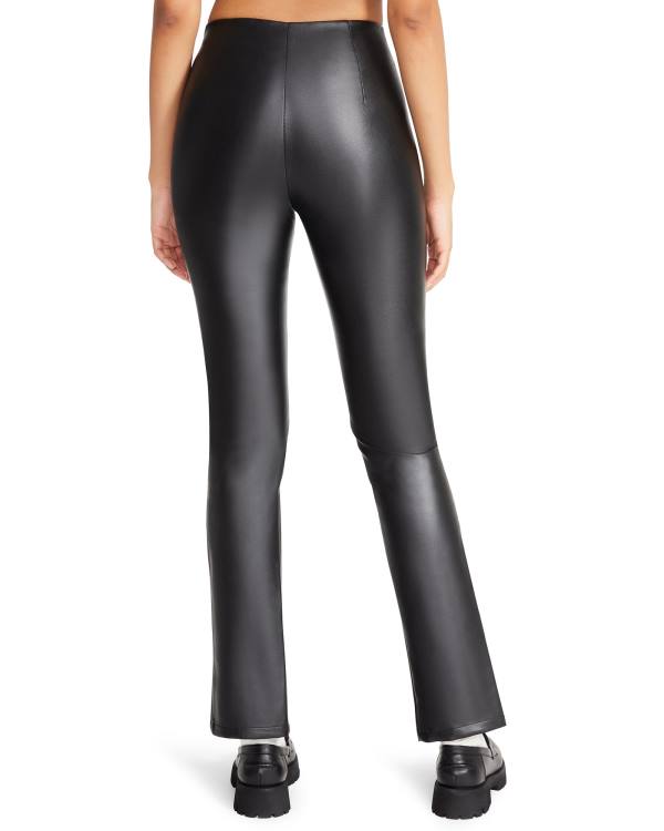 Steve Madden Slit Front Faux Leather Pant Women's Leggings Black | SM-931JB