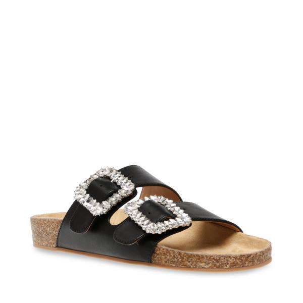 Steve Madden Somers Leather Women's Sandals Black | SM-893DJ