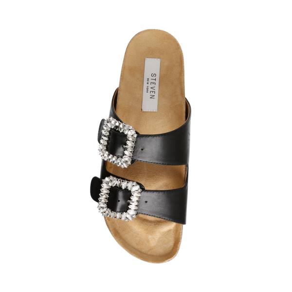 Steve Madden Somers Leather Women's Sandals Black | SM-893DJ