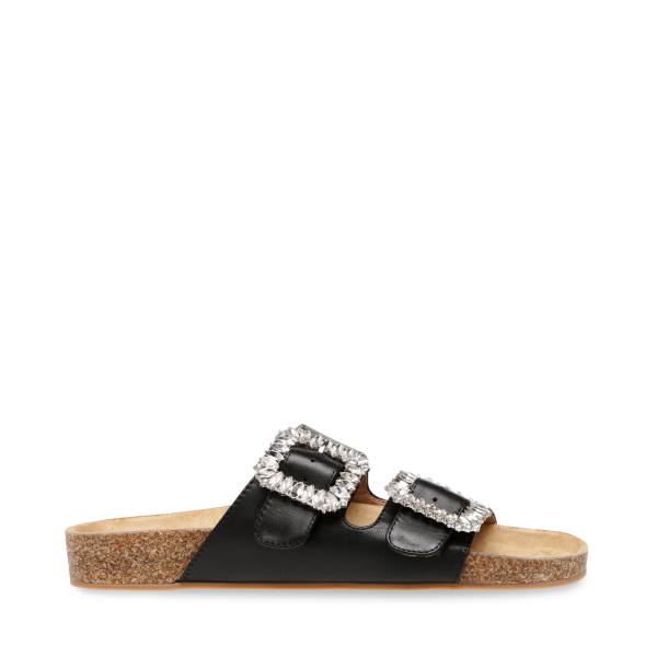 Steve Madden Somers Leather Women\'s Sandals Black | SM-893DJ