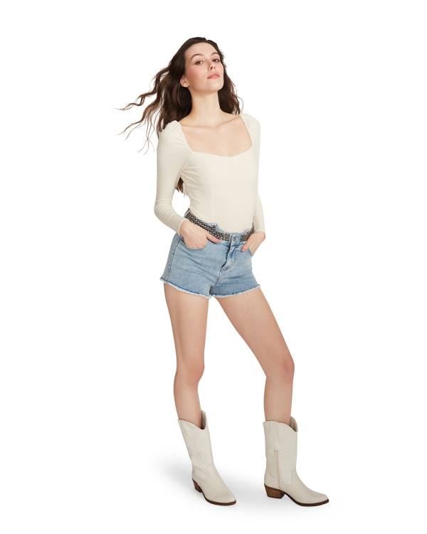 Steve Madden Square Neck Women\'s Bodysuit Beige | SM-134AG