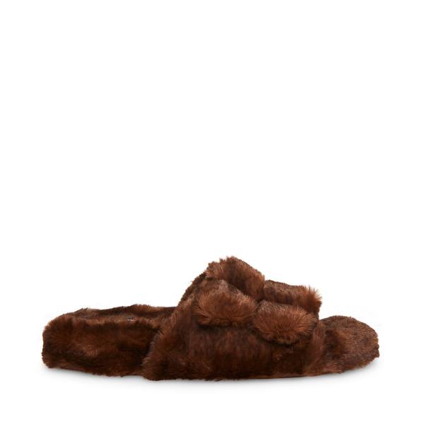 Steve Madden Staycation Women\'s Slippers Brown | SM-408GL