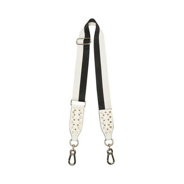 Steve Madden Striped Studded Women\'s Handbag Strap Black White | SM-426XY