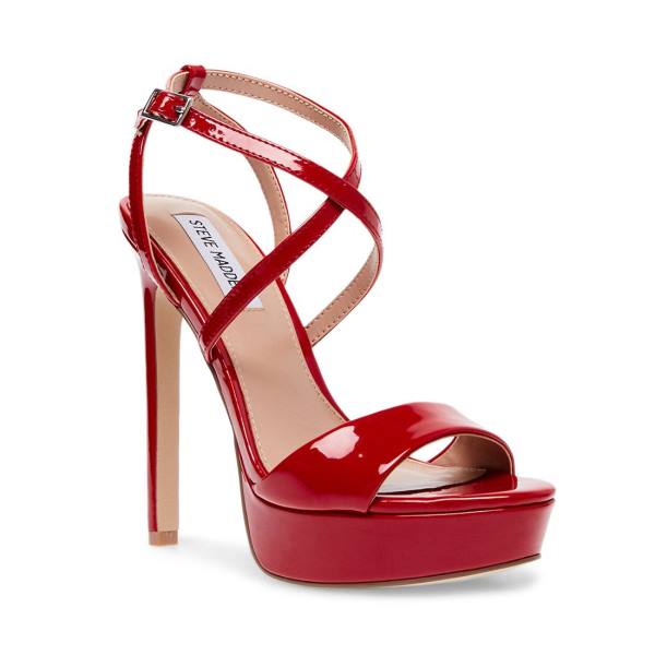 Steve Madden Stunning Patent Women's Heels Red | SM-058IQ