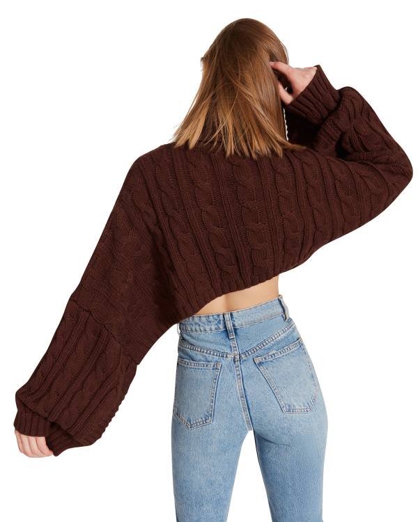 Steve Madden Sweater Poncho Women's Tops Brown | SM-792KG