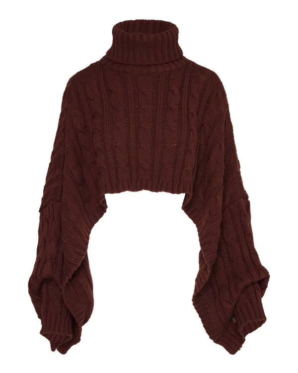 Steve Madden Sweater Poncho Women's Tops Brown | SM-792KG