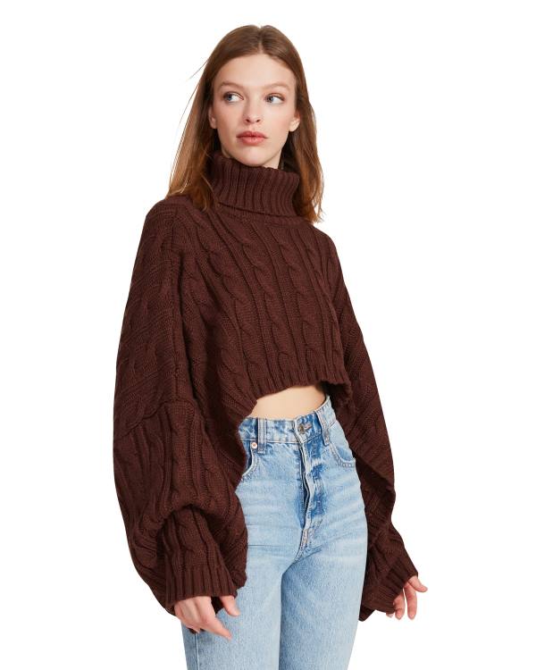 Steve Madden Sweater Poncho Women\'s Tops Brown | SM-792KG