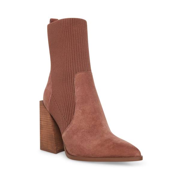 Steve Madden Tackle Taupe Suede Women's Booties Grey Brown | SM-695RB