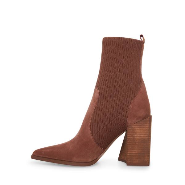 Steve Madden Tackle Taupe Suede Women's Booties Grey Brown | SM-695RB