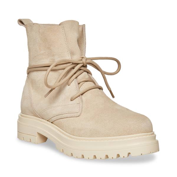 Steve Madden Tahoe Bone Suede Women's Booties Beige | SM-754FI