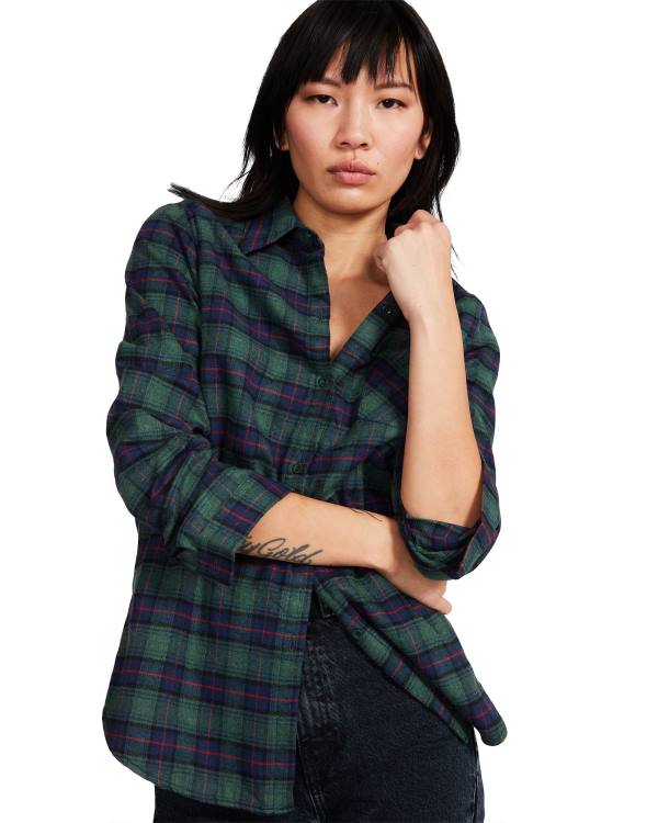 Steve Madden Teddy Lined Flannel Women\'s Jackets Green | SM-014DJ