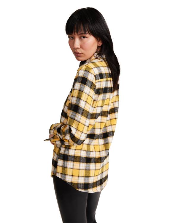 Steve Madden Teddy Lined Flannel Women's Jackets Yellow | SM-401ZN