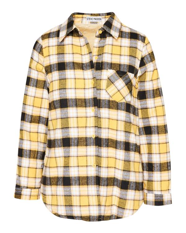 Steve Madden Teddy Lined Flannel Women's Jackets Yellow | SM-401ZN