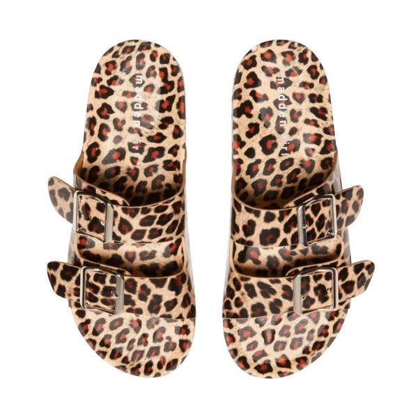 Steve Madden Teddy-t Leopard Women\'s Sandals Leopard | SM-938DE