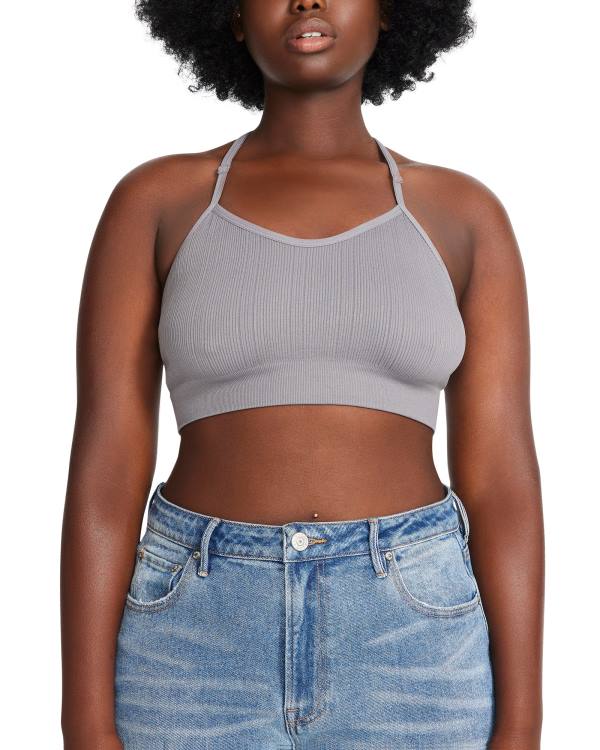 Steve Madden The Ella Mesh Bralette Plus Women's Tops Grey | SM-816IV