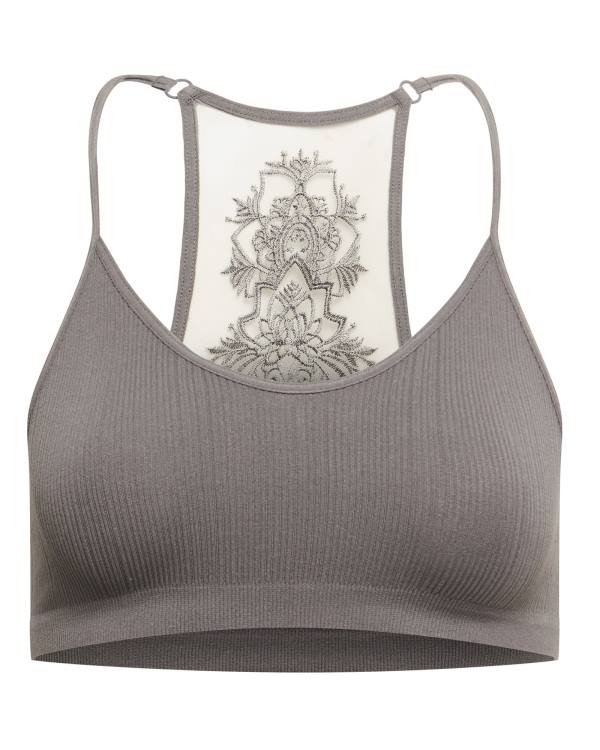 Steve Madden The Ella Mesh Bralette Plus Women's Tops Grey | SM-816IV