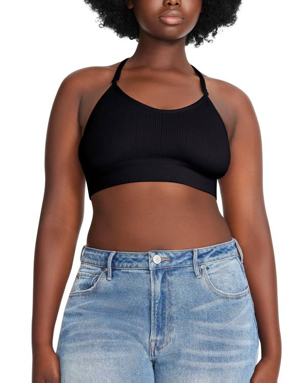 Steve Madden The Ella Mesh Bralette Plus Women's Tops Black | SM-827IL