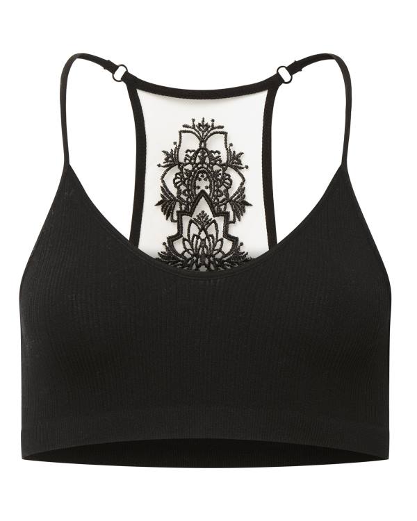 Steve Madden The Ella Mesh Bralette Plus Women's Tops Black | SM-827IL