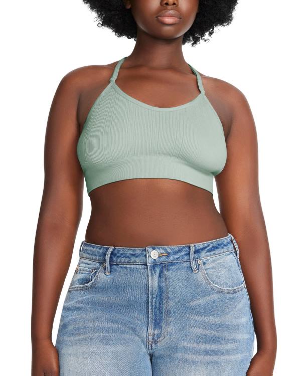 Steve Madden The Ella Mesh Bralette Sage Plus Women's Tops Green | SM-081JH