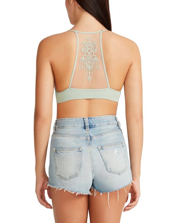 Steve Madden The Ella Mesh Bralette Sage Women's Tops Green | SM-642YO