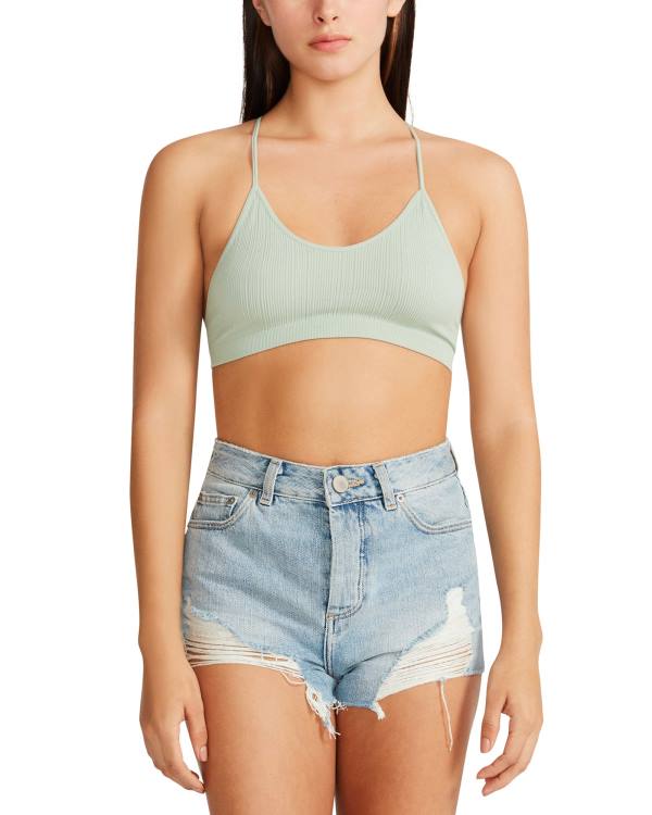 Steve Madden The Ella Mesh Bralette Sage Women's Tops Green | SM-642YO