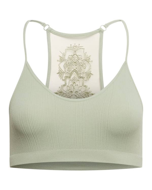 Steve Madden The Ella Mesh Bralette Sage Women's Tops Green | SM-642YO