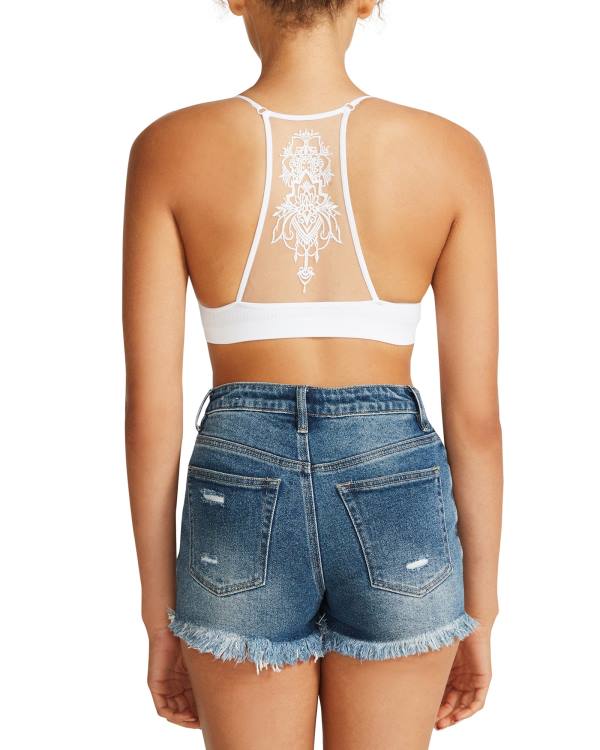 Steve Madden The Ella Mesh Bralette Women's Tops White | SM-016ZK