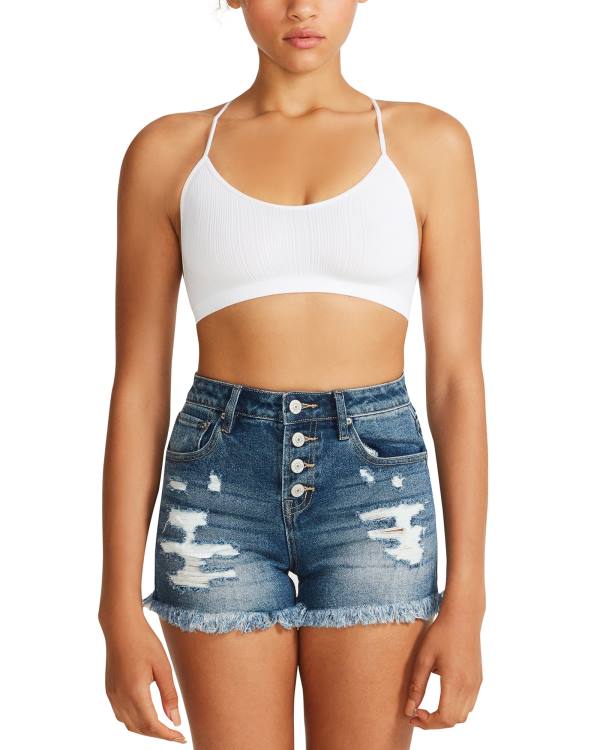 Steve Madden The Ella Mesh Bralette Women's Tops White | SM-016ZK