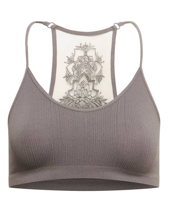 Steve Madden The Ella Mesh Bralette Women's Tops Grey | SM-096LQ