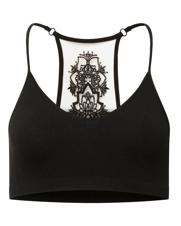 Steve Madden The Ella Mesh Bralette Women's Tops Black | SM-409TV