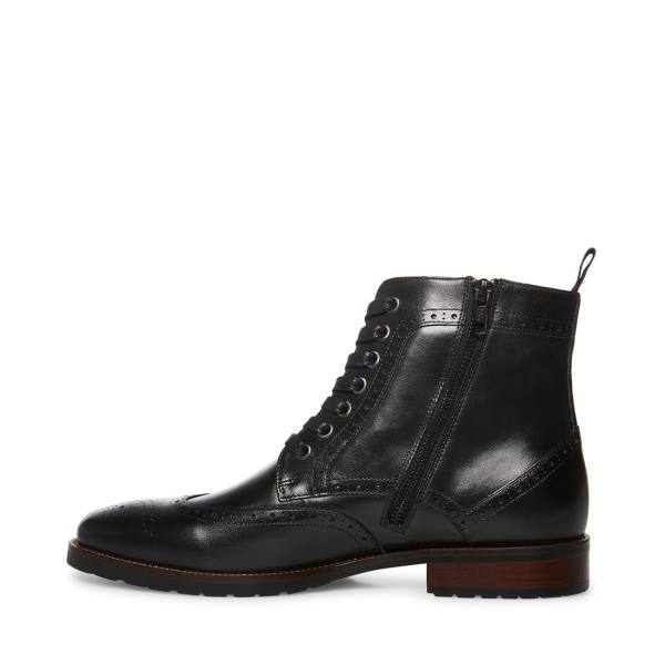 Steve Madden Tilman Leather Men's Booties Black | SM-309NV