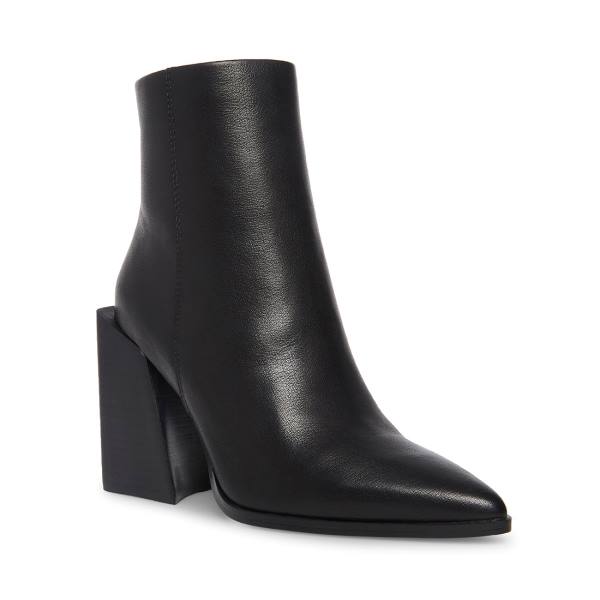 Steve Madden Tish Leather Women's Booties Black | SM-352VW