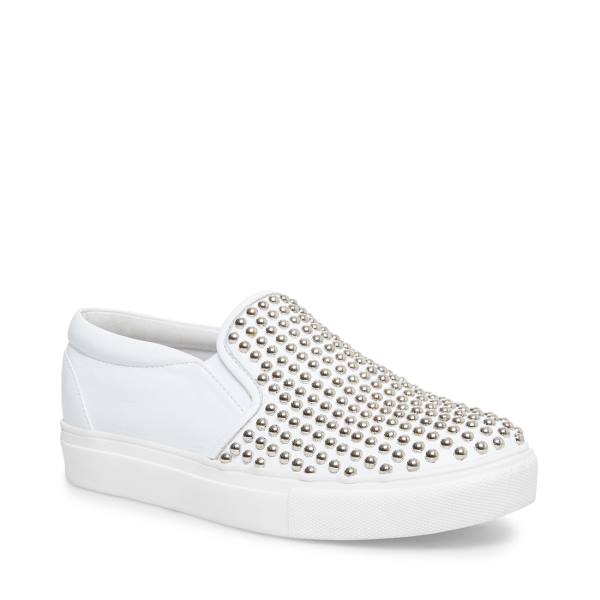 Steve Madden Torin With Studs Women's Sneakers White | SM-851MS