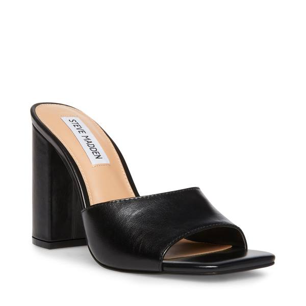 Steve Madden Trendy Leather Women's Heels Black | SM-315NI