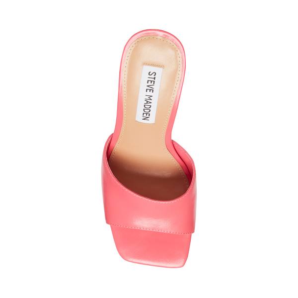 Steve Madden Trendy Leather Women's Heels Pink | SM-890RA