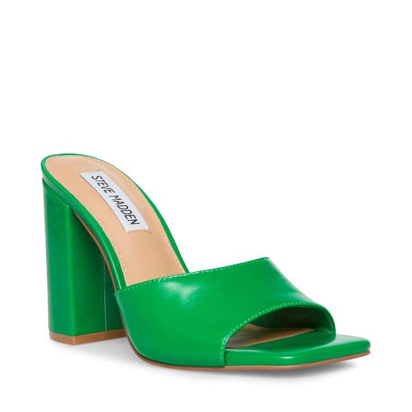 Steve Madden Trendy Leather Women's Heels Green | SM-953HI