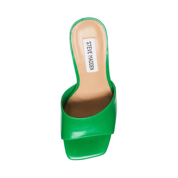 Steve Madden Trendy Leather Women's Heels Green | SM-953HI