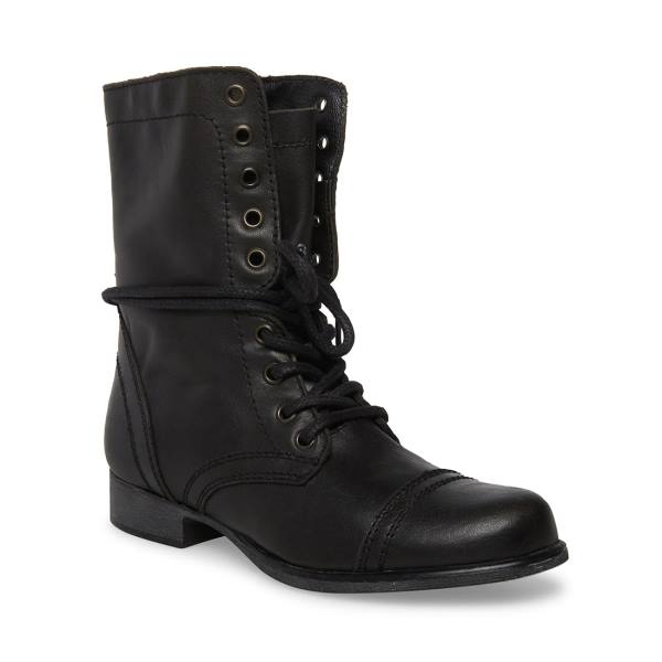 Steve Madden Troopa Leather Women's Booties Black | SM-530EU