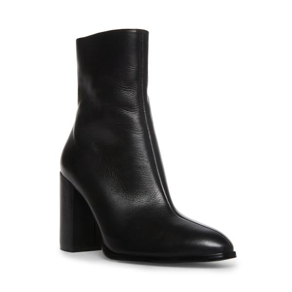 Steve Madden Trudy Leather Women's Booties Black | SM-264JB