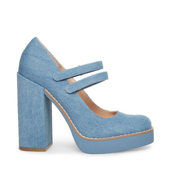 Steve Madden Twice Denim Fabric Women\'s Heels Blue | SM-480KE