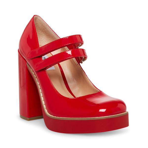 Steve Madden Twice Patent Women's Heels Red | SM-208YR